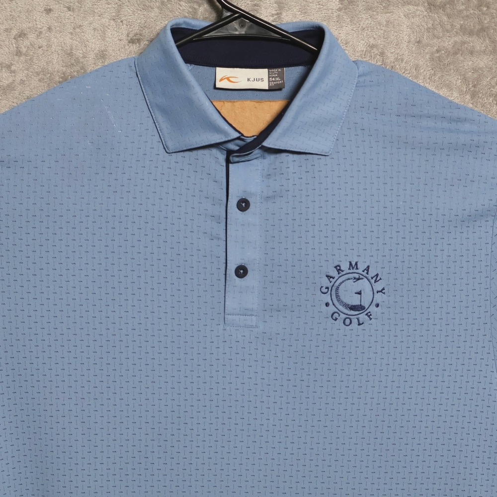 KJUS Polo Shirt Mens XL Blue Short Sleeve Comfort Fit Garmany Golf Preppy
